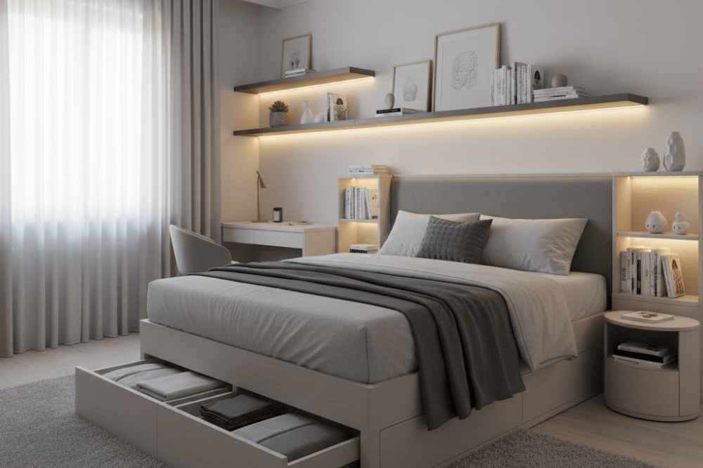 Smart Storage Ideas for Small Bedroom Spaces - Make Do Crew